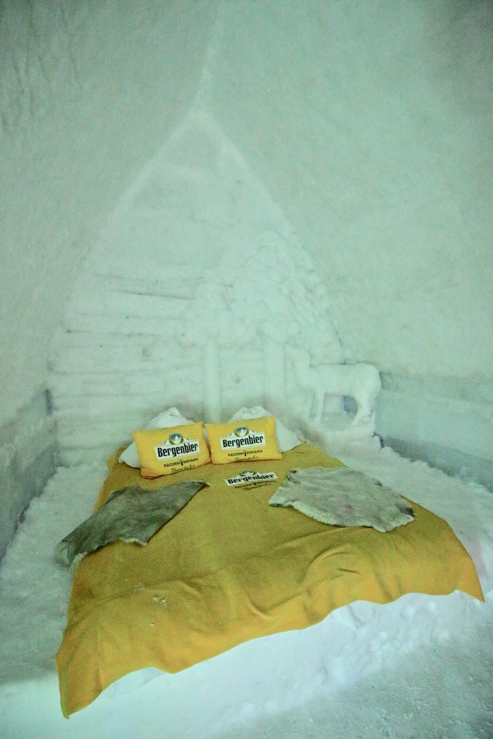 Bed at the Romania Ice Hotel
