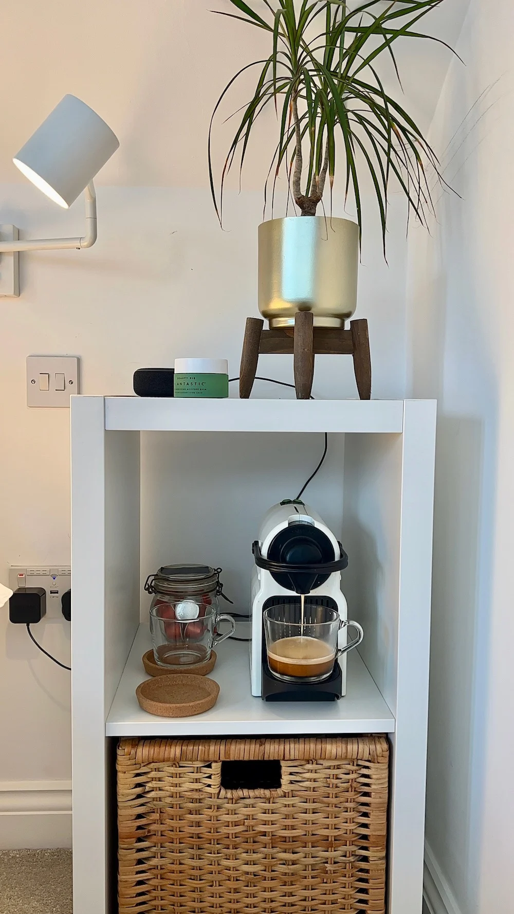 Coffee machine in bedroom