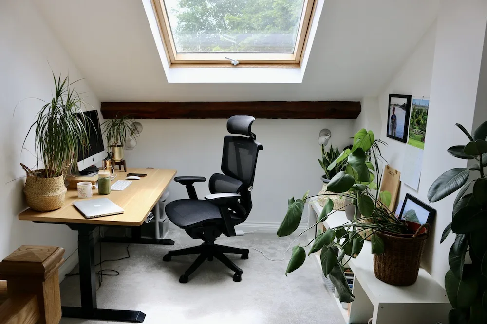 Home office set up with an Ergonomic desk chair