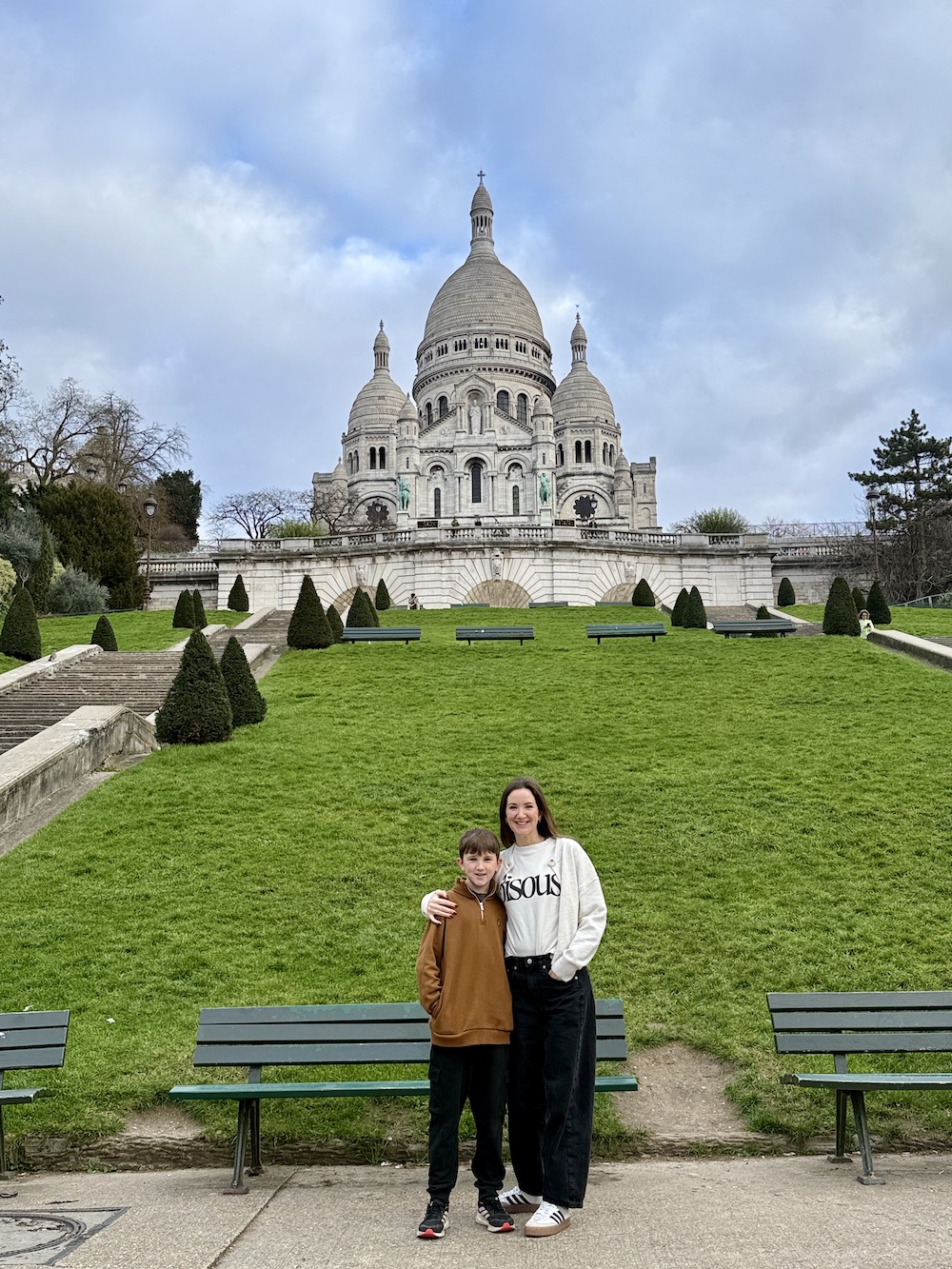 Mum and son on a 1 day trip to Paris at Sacre Coeur