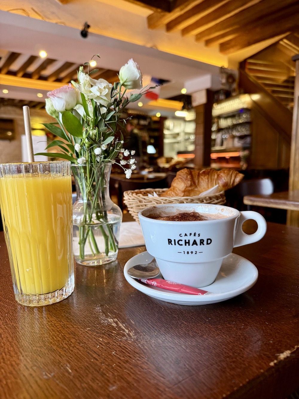 coffee and croissants at Place du Tertre Au Cadet de Gascoin