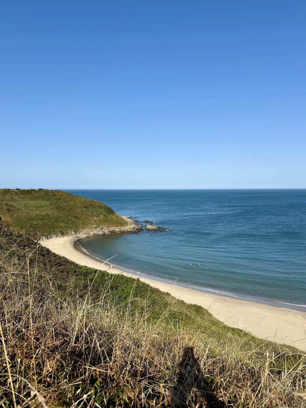 Whistling Sands Beach Porthor viewed from the coastal path above